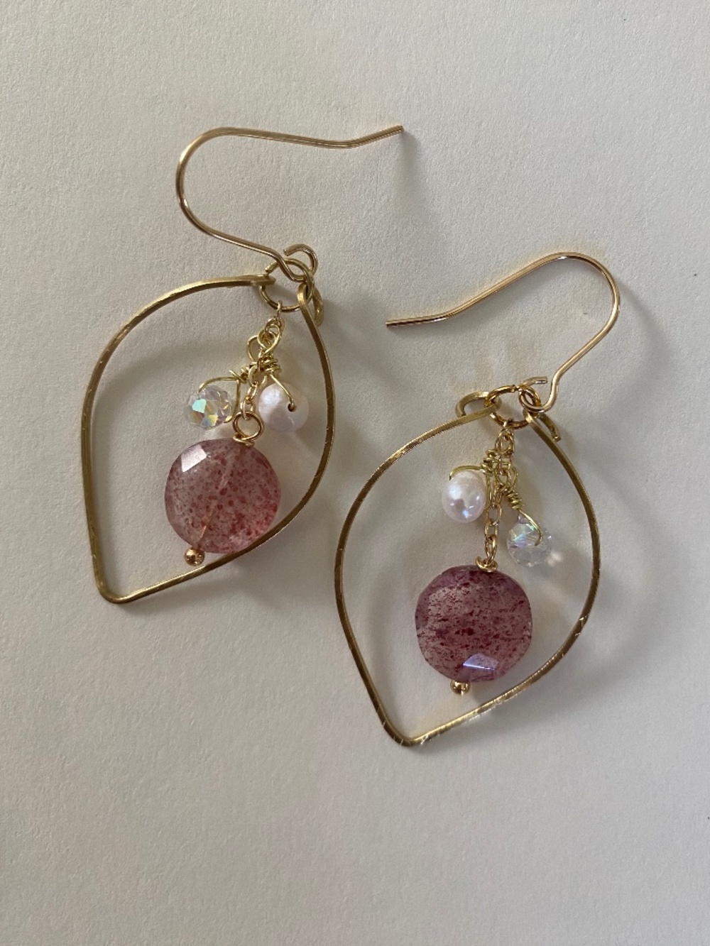 Handmade Strawberry Quarts Earrings